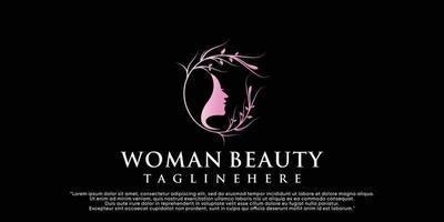 Beauty feminine salon logo icon modern concept Premium Vector