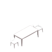 Isometric Table Set 3D render png