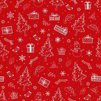 celebre el tema con un patrón sin costuras para navidad o año nuevo decorativo sobre fondo rojo vector