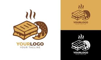 Flat design bread and donuts logo template vector