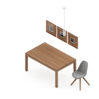 conjunto de mesa isométrica renderização 3d png