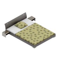 Isometric Bedroom 3D render png