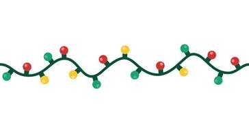 llustration of a colored electric garland. Christmas lights in flat style. Seamless pattern vector
