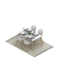 rendu 3d de l'ensemble de table isométrique png