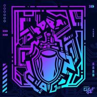 Cyberpunk design with dark background. Abstract technology vector illustration.