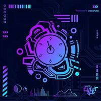Cyberpunk design with dark background. Abstract technology vector illustration.