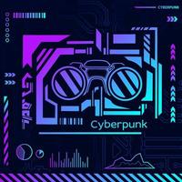 Cyberpunk design with dark background. Abstract technology vector illustration.