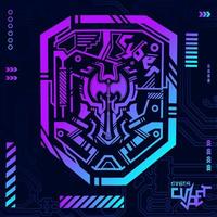 Cyberpunk design with dark background. Abstract technology vector illustration.