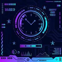 New year cyberpunk technology design with dark background. Abstract vector illustration.