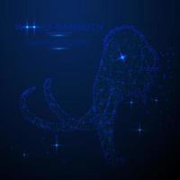 Abstract woolly mammoth in the space, low poly style design vector