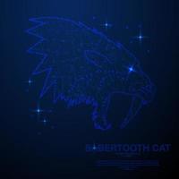 Abstract saber tooth cat in the space, low poly style design vector