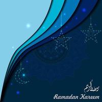 Ramadan kareem background. Paper cut vector illustration with star ,moon and mandala. Festive Ramadan greetings card design..