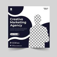 agencia de marketing creativa y publicación de redes sociales corporativas o diseño de plantilla de banner cuadrado vector