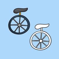 A set of images. Unicycle for performing tricks, vector illustration in cartoon style on a colored background