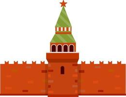 Residence of the Russian President on red square. Moscow's kremlin. Tourist destination for tour to capital. Fortress with a tower and wall. A tourist attraction. Cartoon flat illustration vector