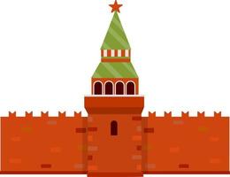 residencia del presidente ruso en la plaza roja. kremlin de moscú. destino turístico para la gira a la capital. Fortaleza con torre y muralla. una atracción turística. ilustración plana de dibujos animados vector