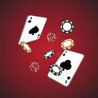 Flying Casino Playing Cards, Chips and Dice Illustration vector