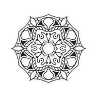 Black and white Simple Mandala flower for coloring book. Vintage decorative elements vector