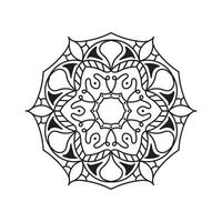 Black and white Simple Mandala flower for coloring book. Vintage decorative elements vector