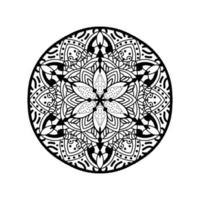 Black and white Simple Mandala flower for coloring book. vector