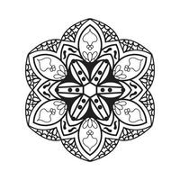 Black and white Simple Mandala flower for coloring book. Vintage decorative elements vector