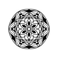 flor de mandala simple en blanco y negro para colorear libro. elementos decorativos antiguos vector