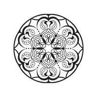 Black and white Simple Mandala flower for coloring book. Vintage decorative elements vector