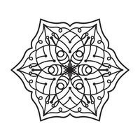 Black and white Simple Mandala flower for coloring book. Vintage decorative elements vector
