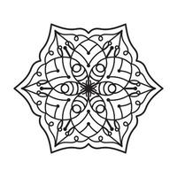 Black and white Simple Mandala flower for coloring book. Vintage decorative elements vector