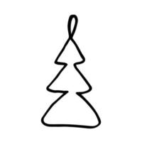 bola de árbol de Navidad de fideos sobre fondo blanco. decoración navideña dibujada a mano vectorial. vector