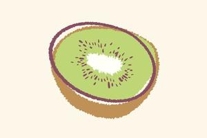 Vector vintage illustration of kiwi in hand drawing style. Vector poster of kiwi in retro style. Tropical fruit.