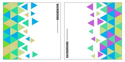 Set of templates with colorful triangle pattern at each corner position with white space. Modern geometric background for business or corporate presentations. Eps10 vector illustration