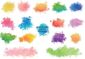 Vector hand drawn watercolor splashes