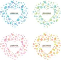 colorful watercolor vector dot frames, heart shaped