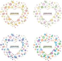 colorful watercolor vector dot frames, heart shaped