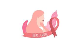 Breast cancer awareness with ribbon and illustration logo vector