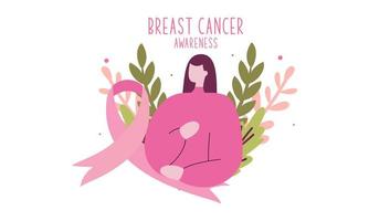 conciencia del cáncer de mama con cinta y logotipo de ilustración
