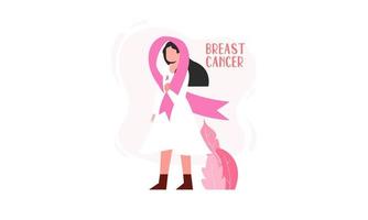 conciencia del cáncer de mama con cinta y logotipo de ilustración vector