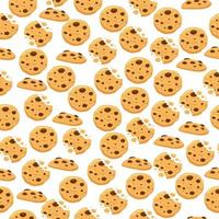 chocolate chip cookies seamless pattern vector background with crumble cookies