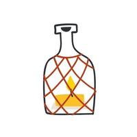 a candle in a bottle. hand drawn vector illustration in flat style.