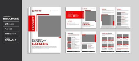 Red corporate 8 page brochure and booklet template, modern company profile layout Pro Vector