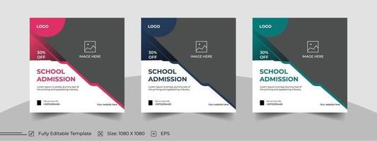 School admission social media post template vector