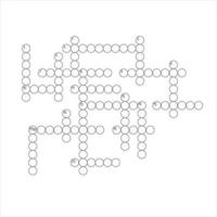 Blank crossword puzzle grid, empty template round circles to fill in for riddle, educational or leisure game, ready to be used for making any word puzzle vector