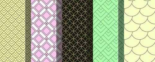Collection of vibrant seamless vector geometrical patterns for web sites and printing