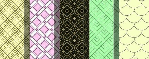 Collection of vibrant seamless vector geometrical patterns for web sites and printing