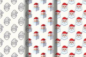 Set of vivid seamless patterns of Santa Claus for printing and wrapping vector