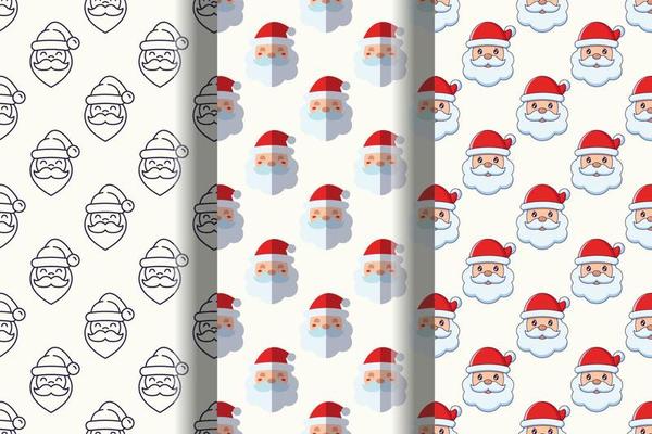 Set of vivid seamless patterns of Santa Claus for printing and wrapping