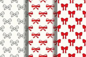 Collection of vibrant seamless vector patterns of bow for web sites and printing