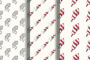 Pack of colorful seamless vector patterns of firecracker