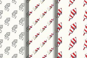 Pack of colorful seamless vector patterns of firecracker